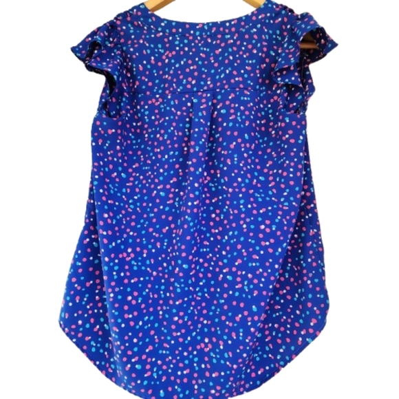 Womens S Andree by UNIT Butterfly Sleeve Blue Coquette Polka Dot Clowncore Top - Picture 6 of 7